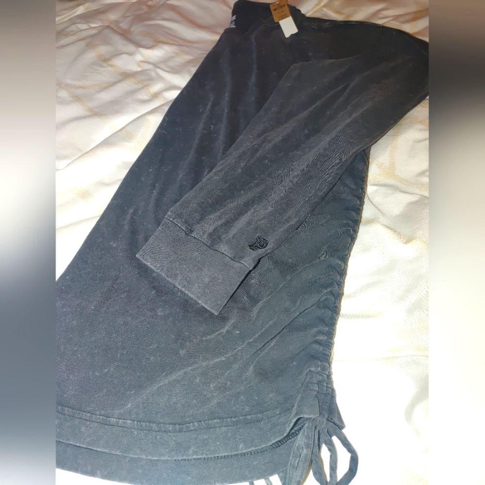 PINK long sleeve black rouched shirt Size XL